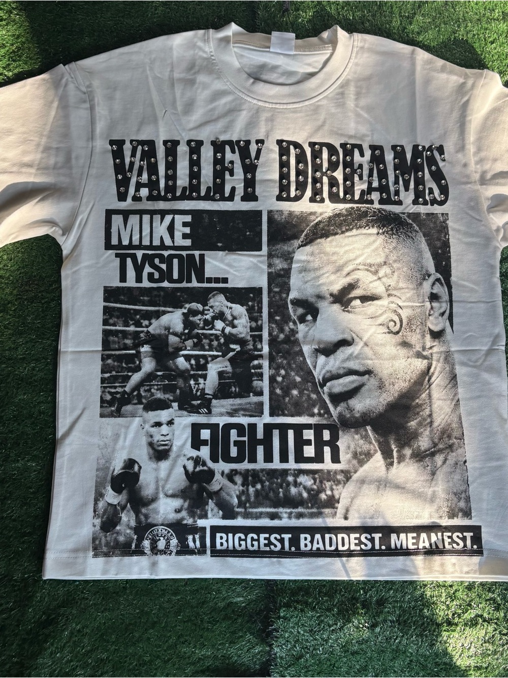 White Graphic Short Sleeve Tee - Valley Dreams Fighter Design